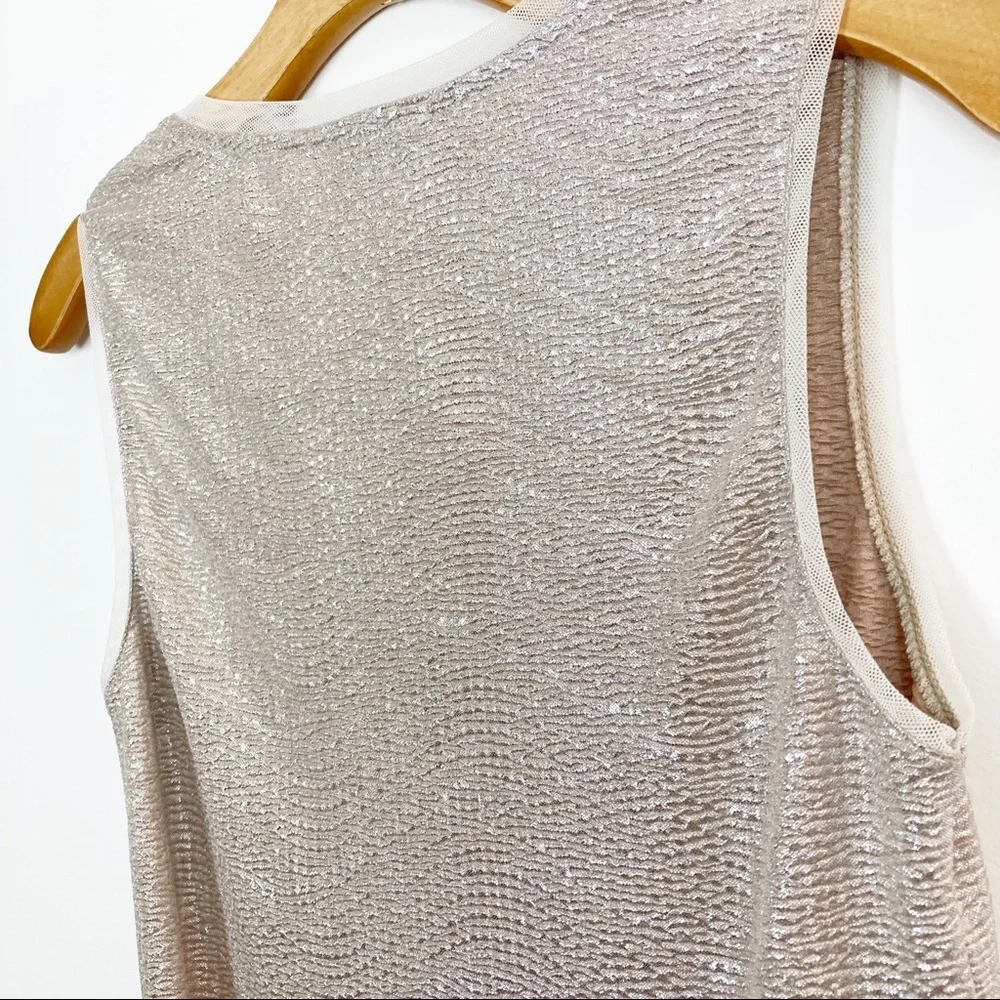 REISS Ona Metallic V-neck Sleeveless Top Size XS
